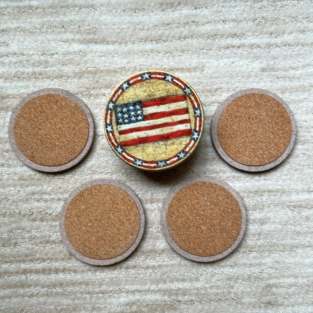 ThirstyStone Patriotic American Flag Drink Coasters Old Glory Set of 4